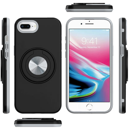 For Apple iPhone SE 3 (2022) SE/8/7 Metal Matte Hybrid with Invisible Rotational Ring Stand, Car Mount Friendly, Military Grade Slim Fit Sturdy Case Cover
