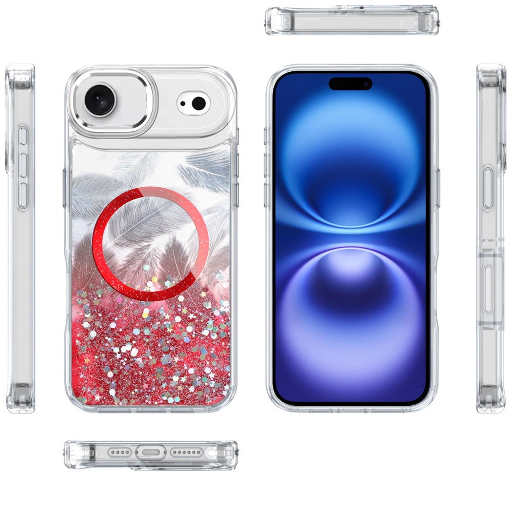 For Apple iPhone 17 AIR Epoxy Glitter Shimmer Fashion Case with Magnetic Magsafe Compatible Hybrid Sparkling Slim Protective Case Cover