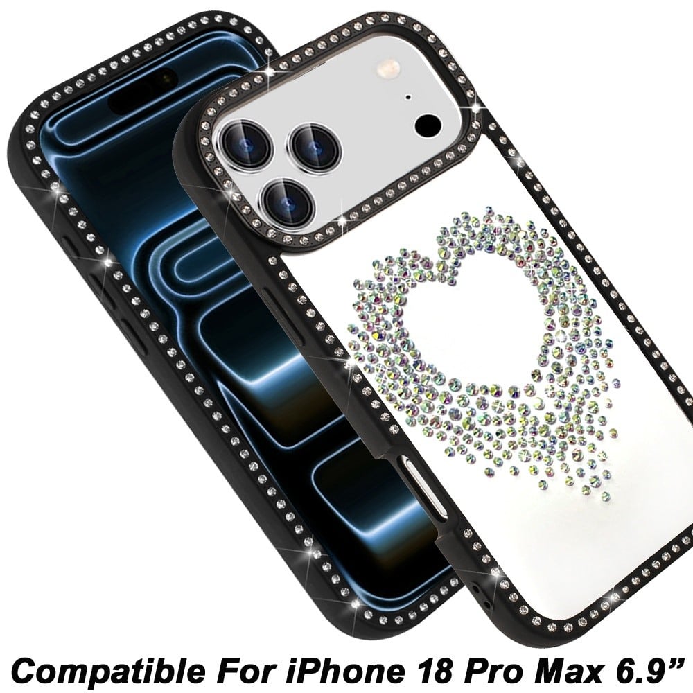 Phone Case for Apple iPhone 18 Pro Max Angel Hearts Glitter Shimmer Diamond Edge Sparkle Hybrid Shockproof AntiSlip Grip Fashion Stylish Protective Bumper Cover
