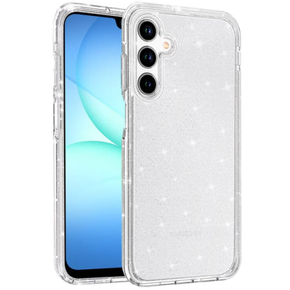 For Samsung Galaxy A17 5G Transparent Glitter Shiny Sparkle Bling TPU Rubber Hard Back Hybrid Frame Shockproof Case Cover Clear