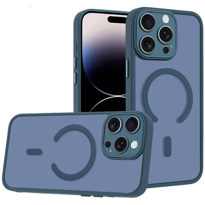 Phone Case for Apple iPhone 14 Pro Matte Frosted Magnetic Back Hybrid Hard PC Soft TPU Camera Protection Slim Shock Absorbing Anti Fingerprint Cover