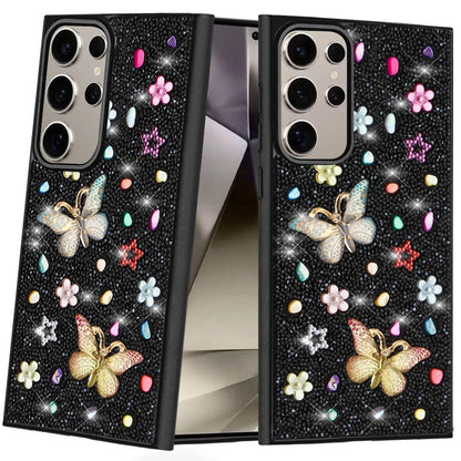 For Apple iPhone 16 Plus (6.7") Diamond Butterfly 3D Glitter Bling Design, Slim Hybrid Sparkle Protective Cover TPU for Women Girls Case Cover