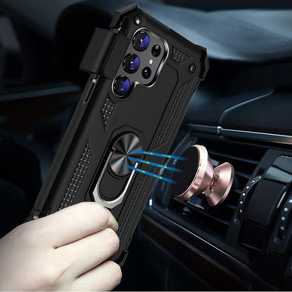 For Motorola Moto G Power 5G 2023 Hybrid Combo Belt Clip Holster with Ring Stand Holder, Military Grade Fit Magnetic Car Mount Shockproof Case Cover Black