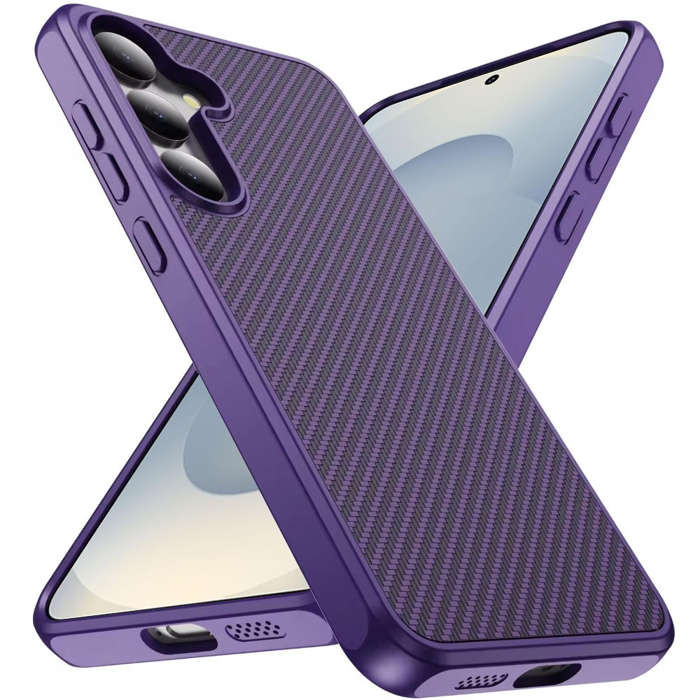 For Samsung Galaxy S26 Carbon Fiber Design with Magnetic HQ 2.0mm Thick Hybrid Shockproof Rubber Hard PC Case Cover
