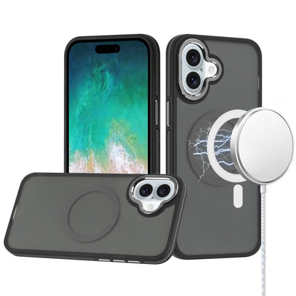 For Apple iPhone 16e Frosted Translucent Back Hybrid Case with Magnetic Circle; MagSafe Compatible, Military Grade Shockproof, Slim Design Case Cover