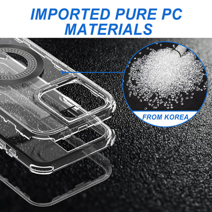 For Samsung Galaxy S25+ /S25 Plus /S24+ Plus Magnetic Circle Compatible with Magsafe, Hybrid Chrome 3in1 Transparent Shockproof TPU Bumper Case Cover