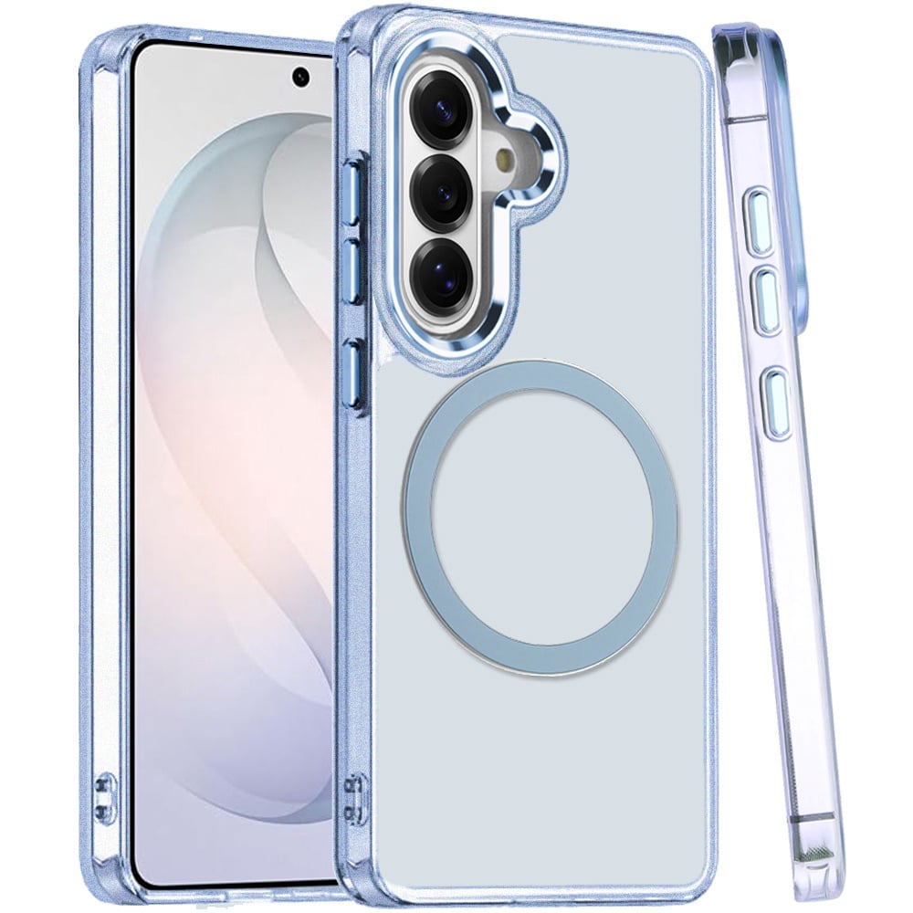 Phone Case for Samsung Galaxy S26 FE /Fan Edition Magnetic Clear Acrylic Metal Button Camera Guard Shockproof Transparent Slim Grip Premium Hybrid Cover