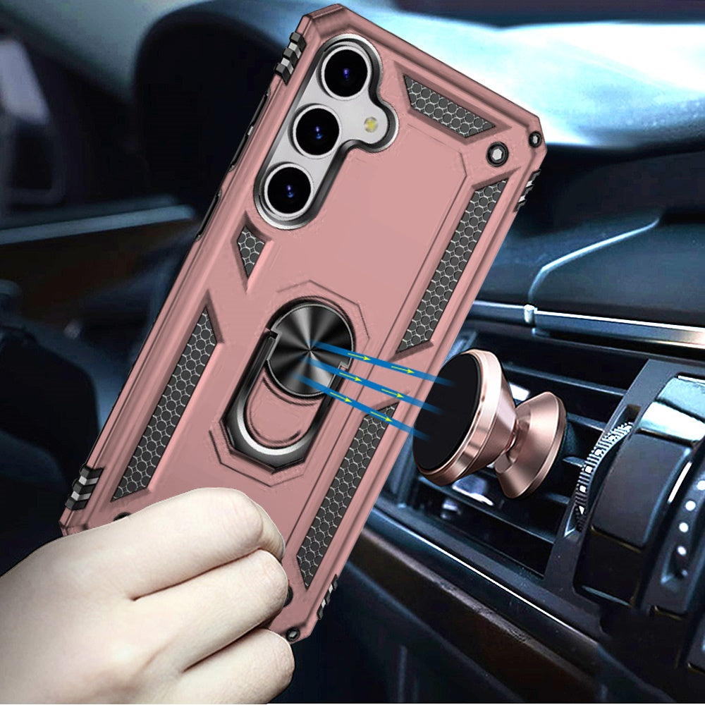 For Samsung Galaxy S25 FE, S25 Fan Edition Hybrid Shockproof Durable 360 Degree Rotatable Ring Stand Holder Kickstand Fit Magnetic Car Mount Case Cover