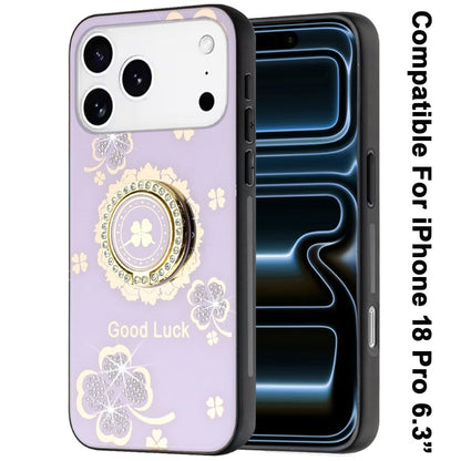 Phone Case for Apple iPhone 18 Pro Diamond 3D Fashion Floral Glitter Engraved Luxury Bling Hybrid Shockproof Chrome Edge Protective Grip Cover
