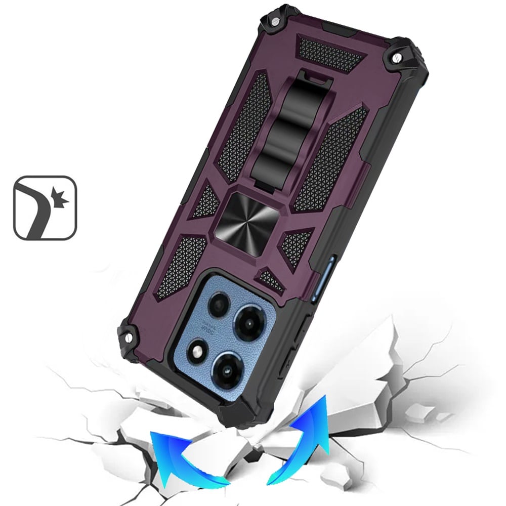 Phone Case for Moto G Stylus 5G 2026, Moto G Stylus 5G 2025 Built in Magnetic Hiden Kickstand Shockproof Rugged Armor Grip Hybrid Heavy Duty Anti Slip Protective Style Cover Purple