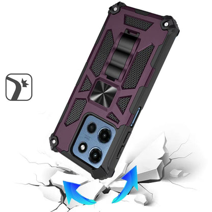 Phone Case for Moto G Stylus 5G 2026, Moto G Stylus 5G 2025 Built in Magnetic Hiden Kickstand Shockproof Rugged Armor Grip Hybrid Heavy Duty Anti Slip Protective Style Cover Purple