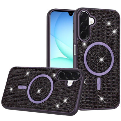 Phone Case for Samsung Galaxy A17 5G Magnetic Bling Diamond Sparkle Hybrid Shockproof Rugged Grip Durable Protection Anti-Slip Armor Design Cover