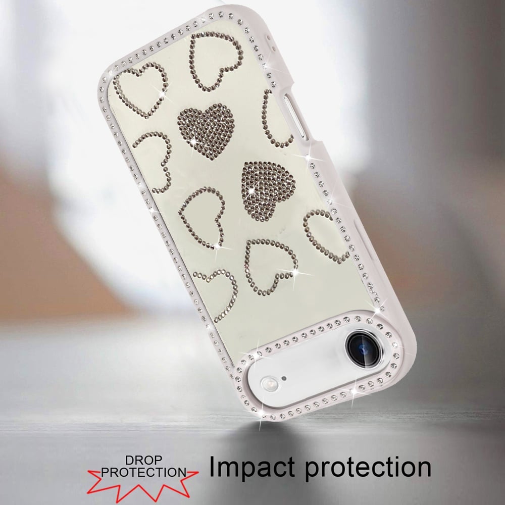 For Apple iPhone 17 Air (6.6") Spread Love Glitter Shimmer Bling Diamond Edge Hybrid Drop Protection Shockproof Design Case Cover