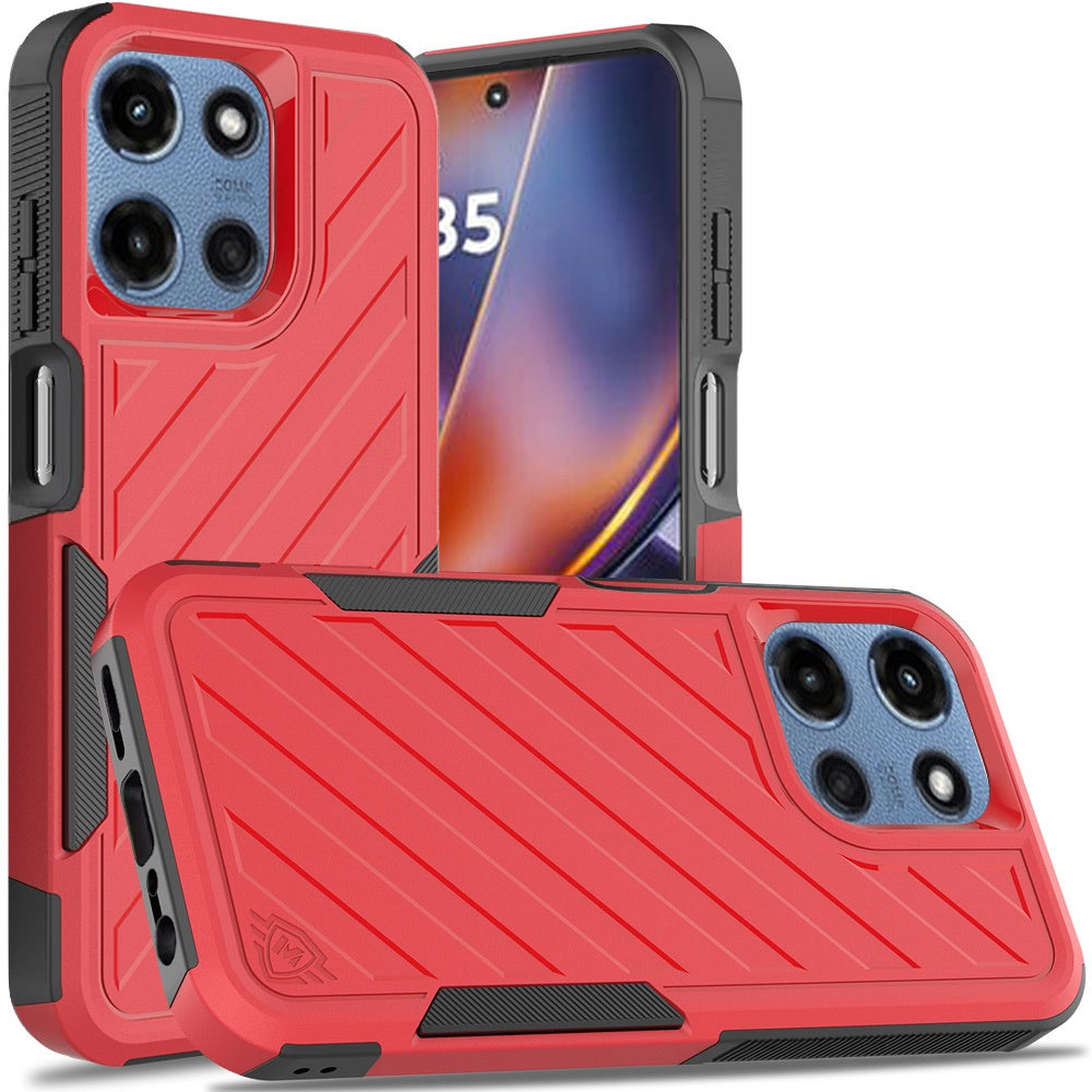For Motorola Moto G 5G 2025 Hybrid lined shockproof dual layer Rugged 2in1 Hard PC & Silicone TPU Non Slip Textured Tough Armor Case Cover