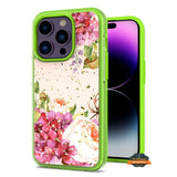 For Apple iPhone 15 (6.1") Pattern Design Bling Glitter Shockproof Hybrid Soft TPU Frame and Hard PC Back Slim  Phone Case Cover