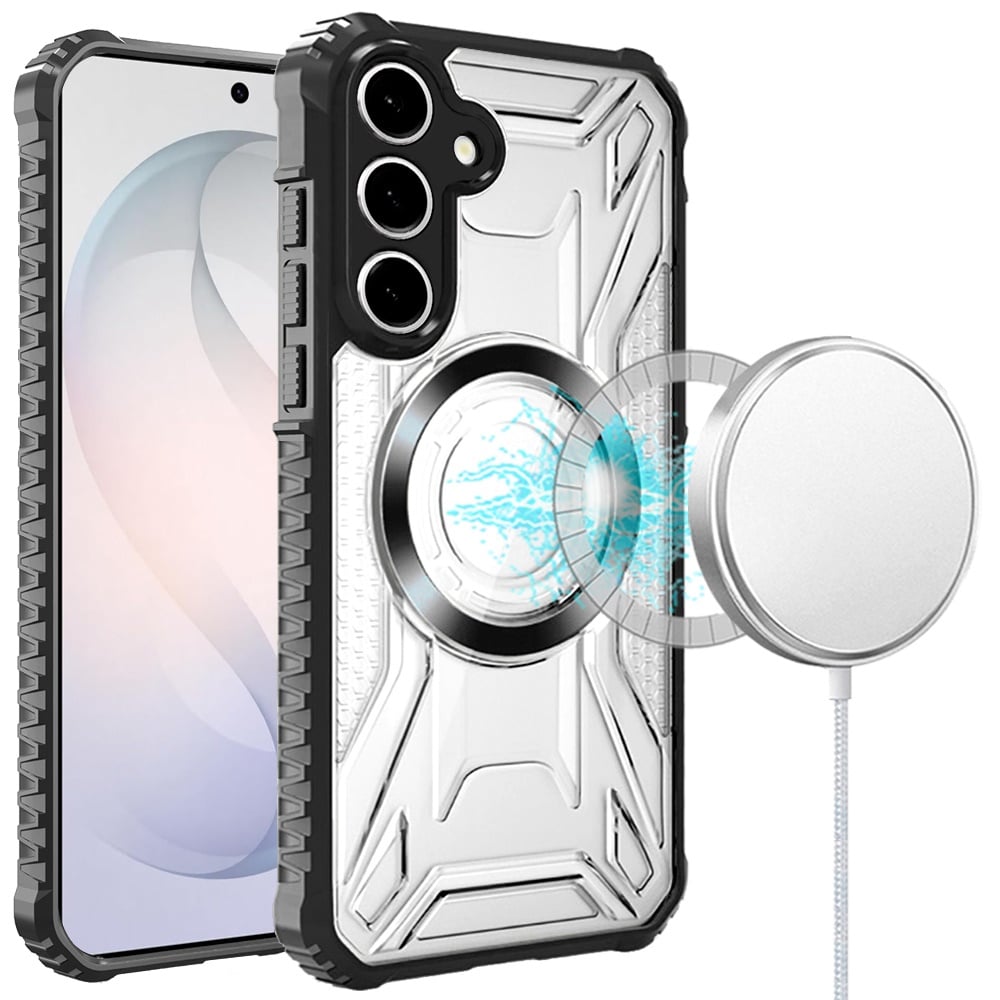 Phone Case for Samsung Galaxy S26 FE /Fan Edition Clear Rugged Hybrid TPU Magnetic Back Reinforced Frame Bumper Shock Absorbing Slim Fit Cover