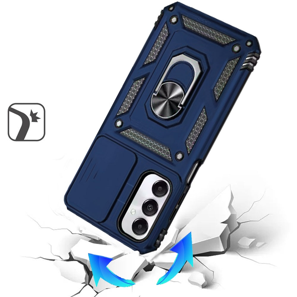 For Samsung Galaxy A17 5G Hybrid Ring Shockproof with 360° Rotate Ring Kickstand, Camera Lens Protection, Soft Edge Bumper Case Cover