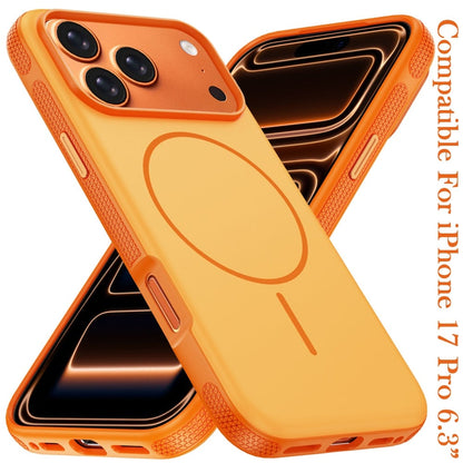 For Apple iPhone 17 Pro (6.3") Super Magnetic Premium Edged Core Matte Thick Hybrid Drop Protection Shockproof Design Case Cover Cosmic Orange