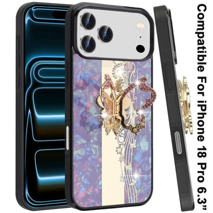 Phone Case for Apple iPhone 18 Pro Diamond 3D Fashion Floral Glitter Engraved Luxury Bling Hybrid Shockproof Chrome Edge Protective Grip Cover