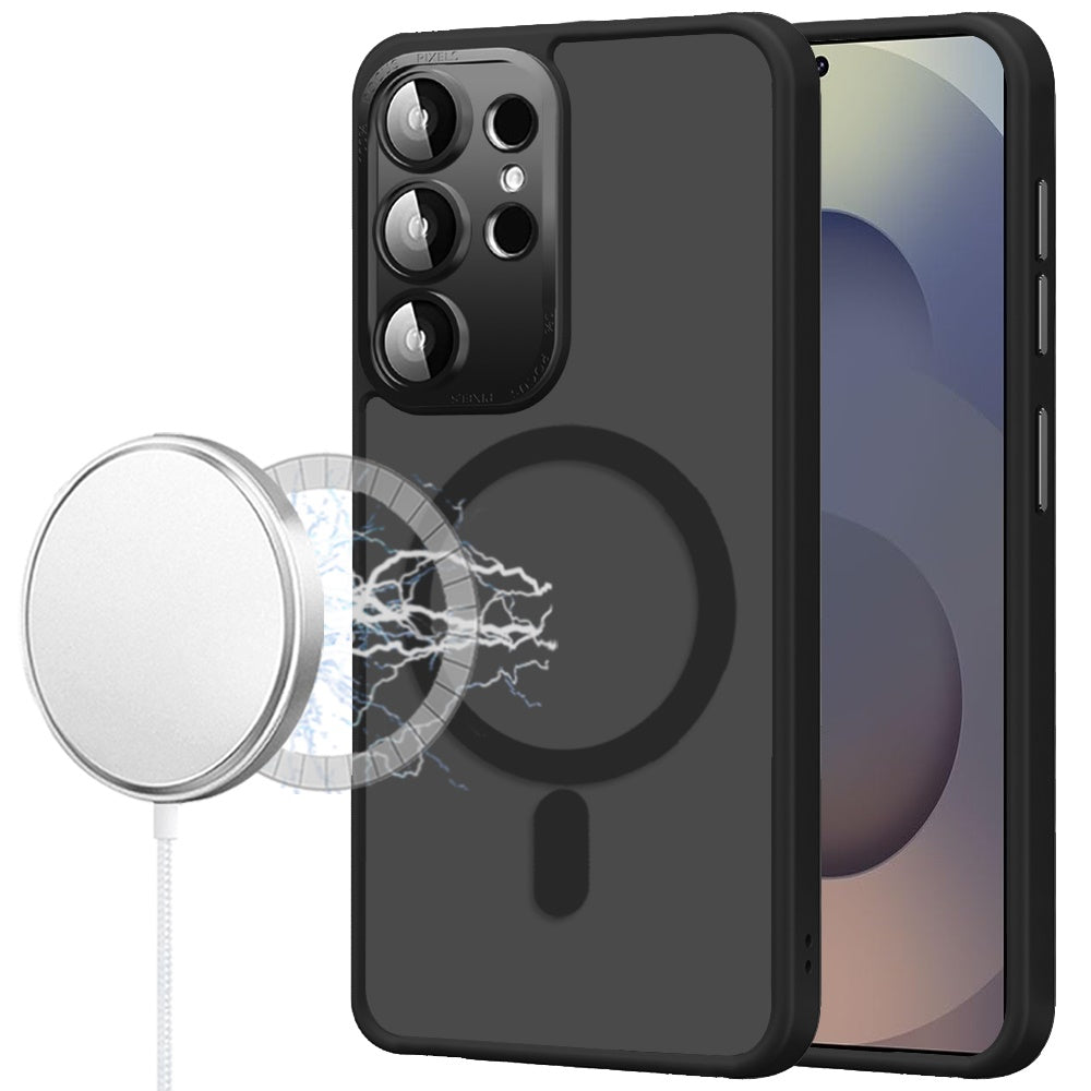 For Samsung Galaxy S26 Ultra Complete Protection HQ Matte Translucent Hybrid Shockproof w/ Camera Protector Compatible with MagSafe Case Cover Black