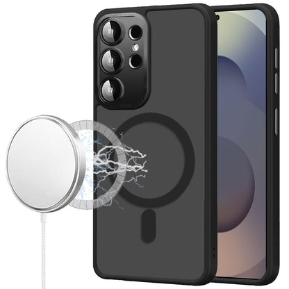 For Samsung Galaxy S26 Ultra Complete Protection HQ Matte Translucent Hybrid Shockproof w/ Camera Protector Compatible with MagSafe Case Cover Black