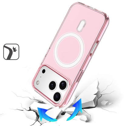 Phone Case for Apple iPhone 18 Pro Max Magnetic Transparent Thick 3mm Shockproof Hybrid TPU Durable Camera Protection Anti-Slip Clear Armor Cover Pink