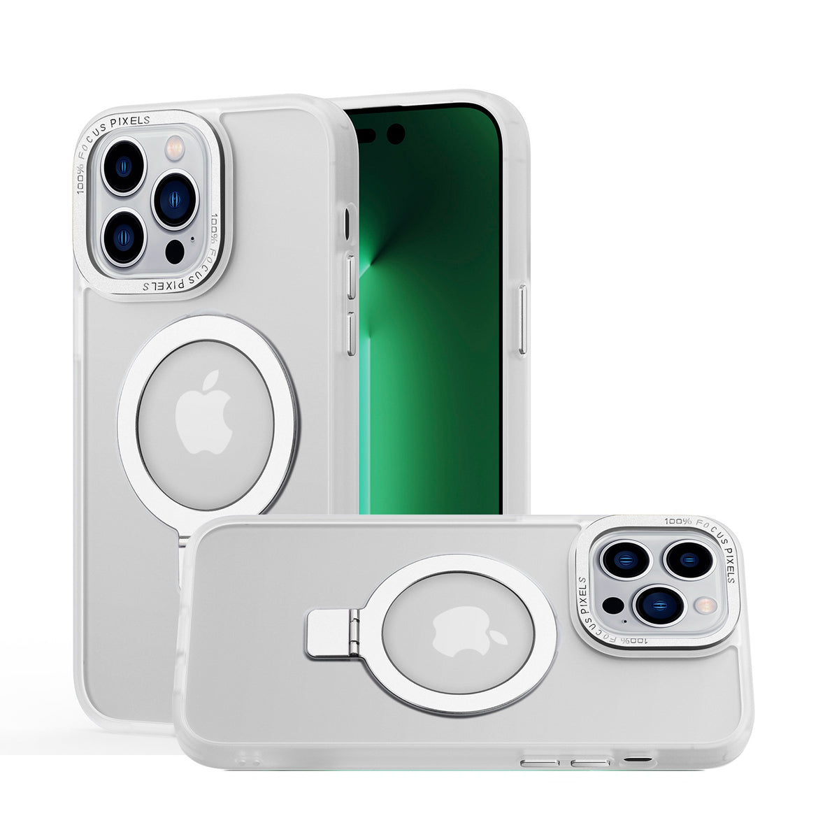For Apple iPhone 16e Magnetic Metal Matte with Built-in MagSafe Stand, Hybrid Shockproof Armor, TPU Frame Case Cover