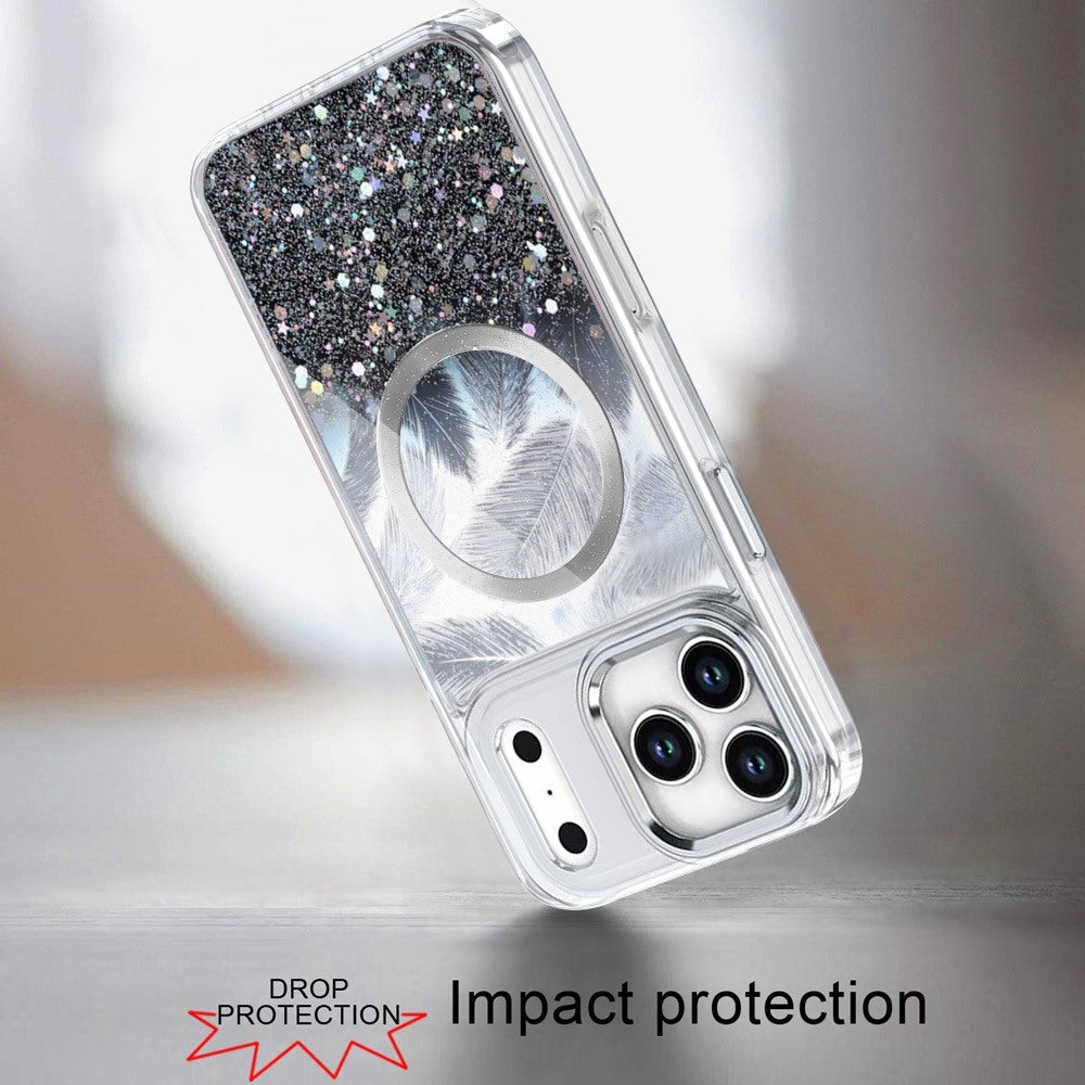 Phone Case for Apple iPhone 18 Pro Magnetic Epoxy Glitter Shimmer Crystal Hybrid Shockproof Slim Grip Anti Scratch Protective Clear Cover