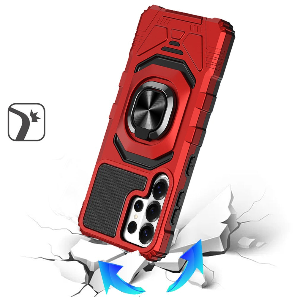 For Samsung Galaxy S26 Ultra Hybrid Dual Layer with 360° Rotate Magnetic Ring Stand Holder Kickstand TPU Rugged PC Shockproof Case Cover