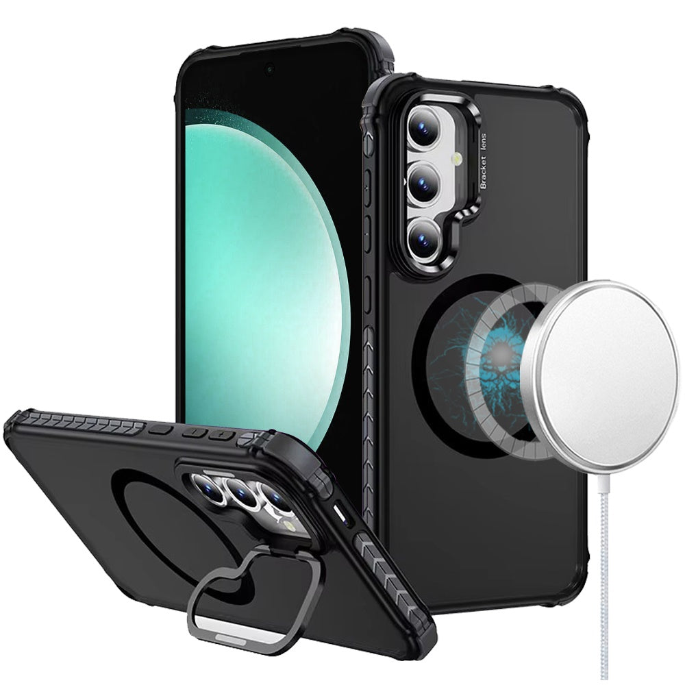 For Apple iPhone 11 Hybrid Metal Camera Stand Ring Sturdy, Compatible with MagSafe, Matte Hard TPU Colorful Edge Case Cover