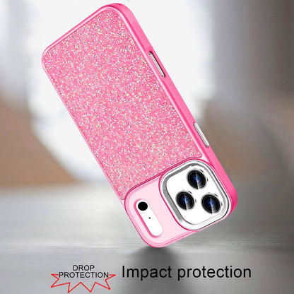 For Apple iPhone 17 Pro (6.3") Crystal Sparkle Diamond Glass Full Mini Glitter Bling Frame TPU Hybrid Protective Case Cover