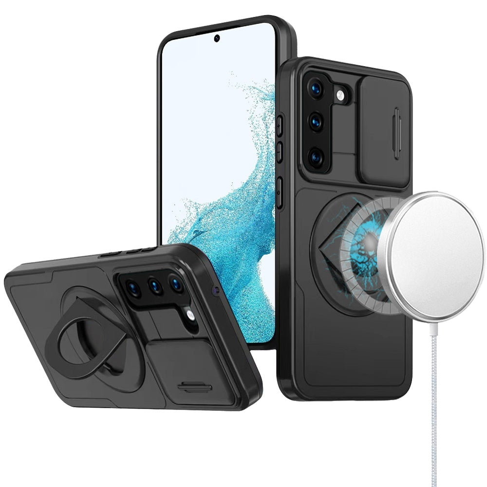For Apple iPhone 12 /12 Pro Full Coverage with Camera Window, Magnetic Circle, Rotatable Ring Stand, MagSafe Compatible, Shockproof Hybrid Protectiv Case Cover