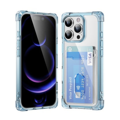 For Apple iPhone 16 Pro (6.3") Wallet Clear Case with Credit Card Holder Rubber Silicone TPU Protection Corner Bumper Shockproof Case Cover