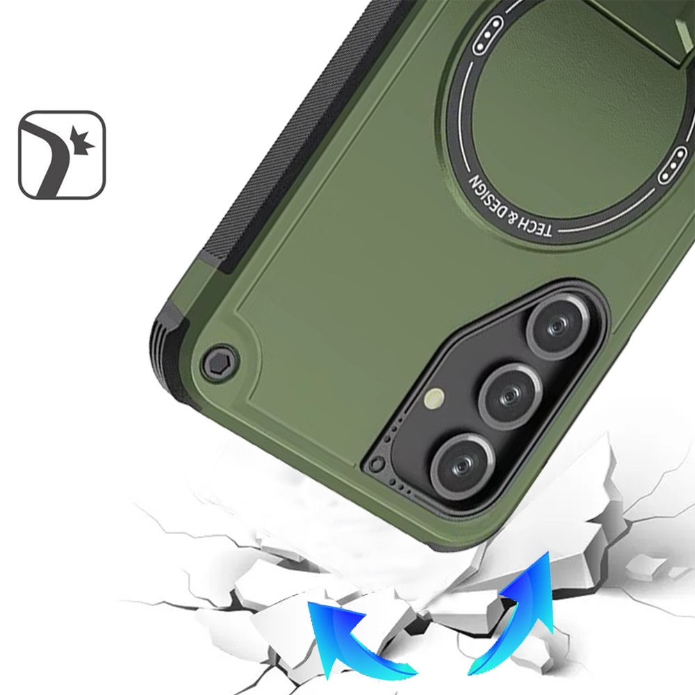 For Samsung Galaxy A17 5G Magnetic Invisible Kickstand Holder with Magsafe, Slim Fit Shockproof Hybrid Military Grade Heavy Duty Case Cover Midnight Green