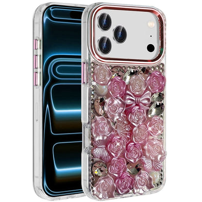 Phone Case for Apple iPhone 18 Pro 3D Flower Bling Rhinestone Glitter Cute Stylish Shockproof Protective Decorative Luxury Grip Stones Ornaments Cover