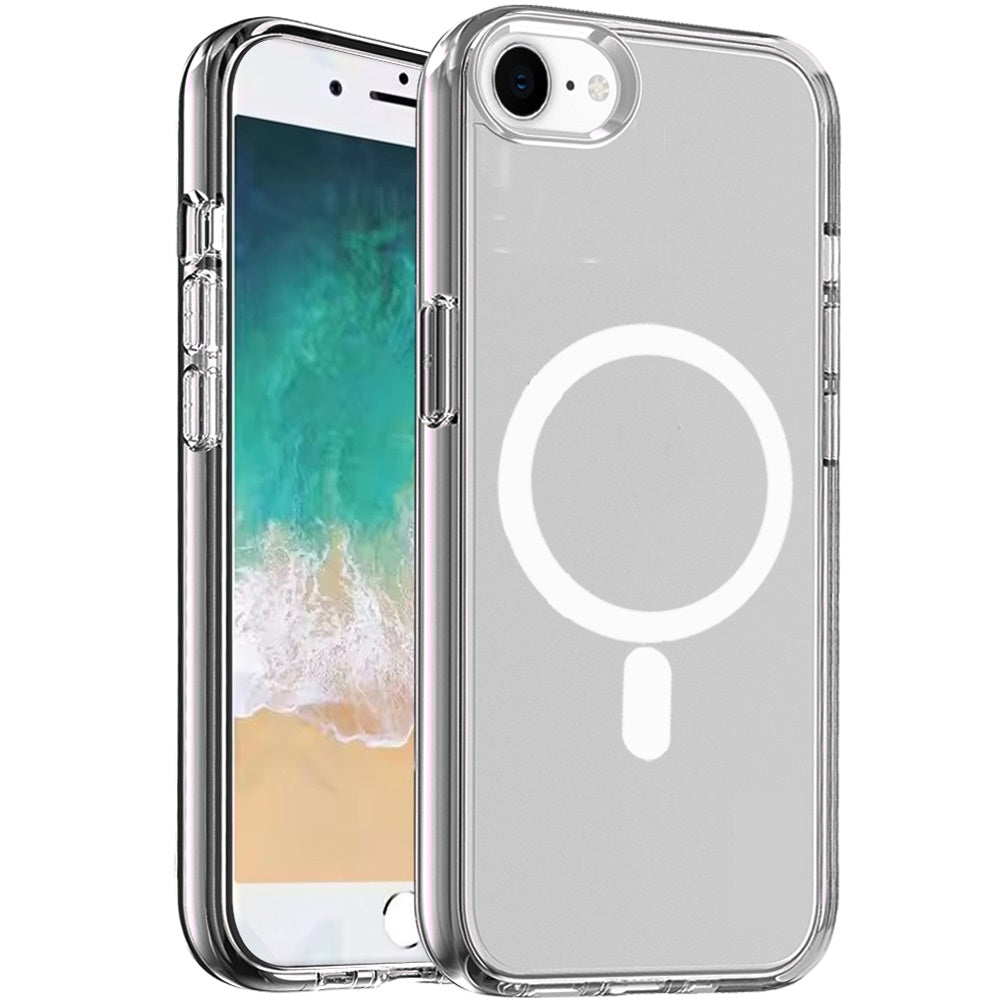 For Apple iPhone 17 MagSafe Compatible Transparent Hybrid Case with Magnetic Circle, Shock Absorption TPU Rubber Case Cover Smoke Gray