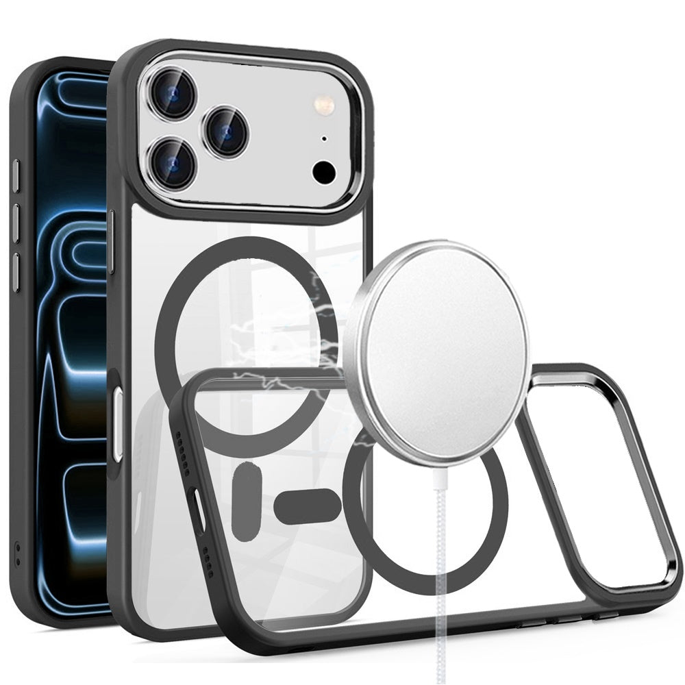 Clear Acrylic Magnetic Circle Shockproof Hybrid Metal Button TPU Drop Protection Rugged Slim Durable Armor