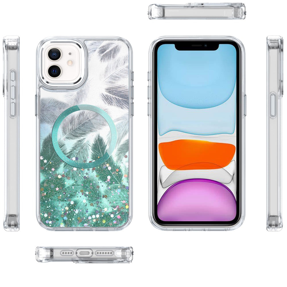 For Apple iPhone 14 Plus Epoxy Glitter Shimmer Fashion Case with Magnetic Magsafe Compatible Hybrid Sparkling Slim Protective Case Cover