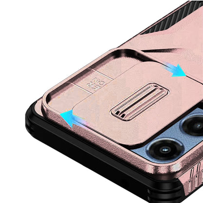 For Apple iPhone 16e Slim Fit Shockproof Hybrid with Slide Camera Window Covering, Rugged Tpu Silicone Hard PC Bumper Case Cover Rose gold