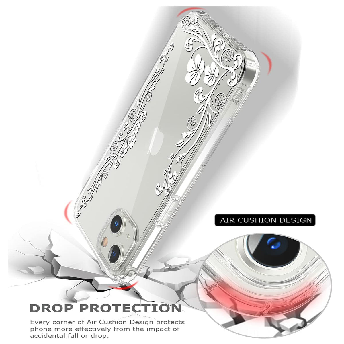 For Apple iPhone 16e /iPhone SE4 Hybrid Clear Frame with Trendy Pattern Design, Shockproof Hard Back & TPU Rubber Case Cover