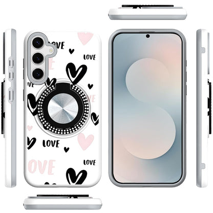 For Samsung Galaxy S26 Pattern Design Hybrid with Invisible Ring Stand & Magnetic Back, Shockproof Protective Grip Case Cover