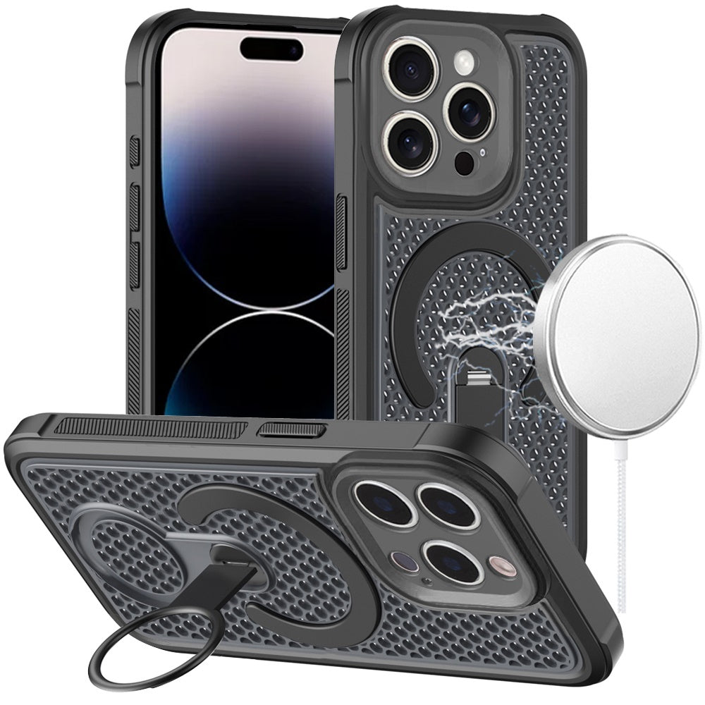 Phone Case for Apple iPhone 14 Pro Max Magnetic Honeycomb Hybrid Rugged Armor Ring Kickstand Dual Layer Shock Absorbing Hard PC Soft TPU Cover