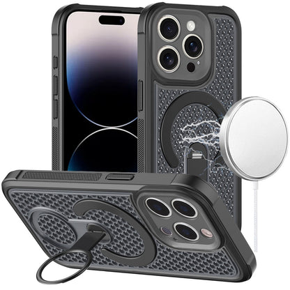 Phone Case for Apple iPhone 14 Pro Max Magnetic Honeycomb Hybrid Rugged Armor Ring Kickstand Dual Layer Shock Absorbing Hard PC Soft TPU Cover