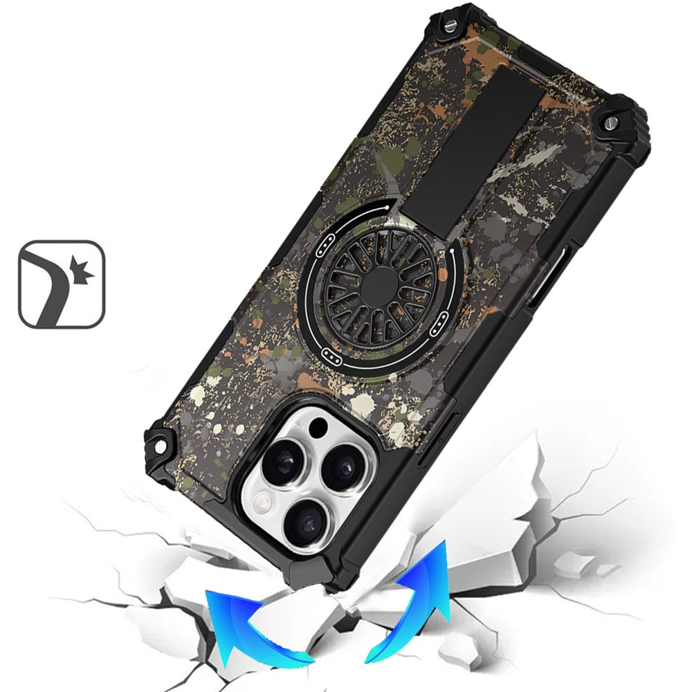 For iPhone 16 Pro Max (6.9") Texture Design Stylish Invisible Kickstand Case, MagSafe Compatible Hybrid Shockproof Cover, Car Mount Friendly Protector