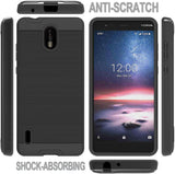 For Apple iPhone 15 Pro (6.1") Slim Fit Rugged TPU + Hard PC Brushed Metal Texture Hybrid Dual Layer Armor Shockproof  Phone Case Cover