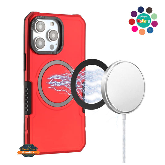 For Samsung Galaxy S25 Ultra Hybrid Armor Grip Metal Magnetic Circle Compatible with MagSafe for Wireless Charging Shockproof Case Cover