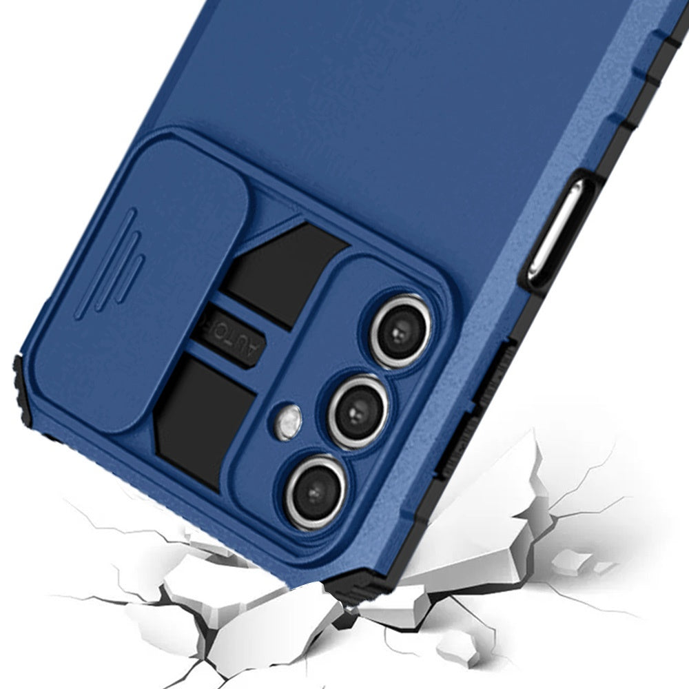 Phone Case for Samsung Galaxy A15 5G Kickstand Hybrid Hard PC Soft TPU Camera Guard Shock Absorbing Reinforced Corners Slim Fit Cover Blue