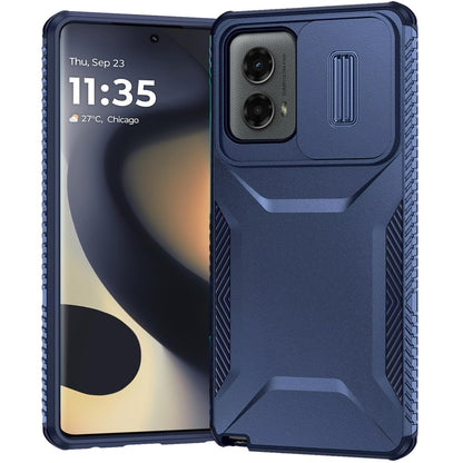 Phone Case for Motorola Edge 2024 Shockproof Hybrid Rugged Grip Camera Window Guard Window Protective Heavy Duty Slim Textured Design Cover Blue