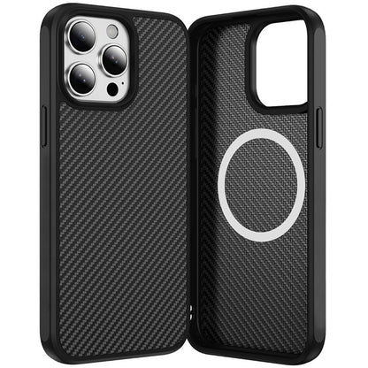 For Apple iPhone 11 Carbon Fiber Design with Magnetic HQ 2.0mm Thick Hybrid Shockproof Rubber Hard PC Case Cover Black