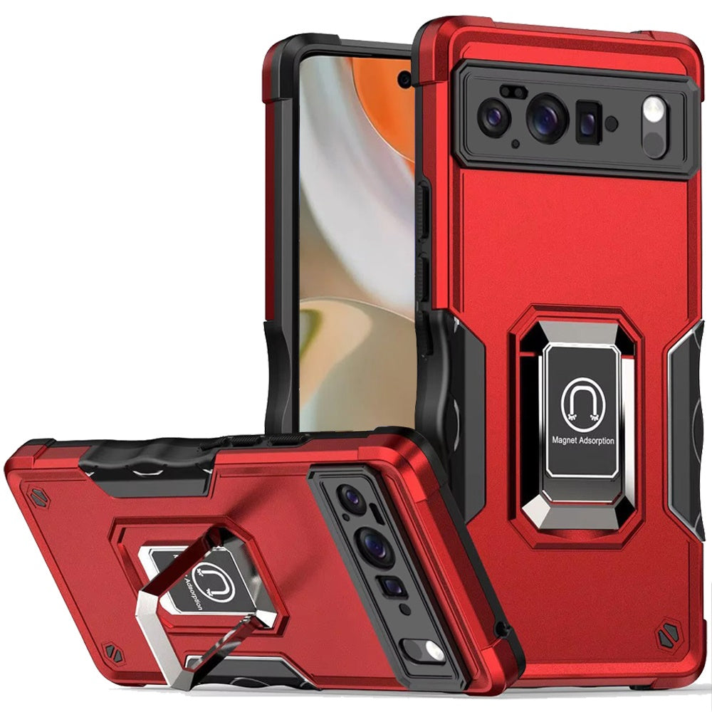 For Google Pixel 10 Pro XL Hybrid Stand Magnetic Ring Holder Kickstand Heavy Duty Rugged Drop Silicone & Hard PC Shockproof Case Cover